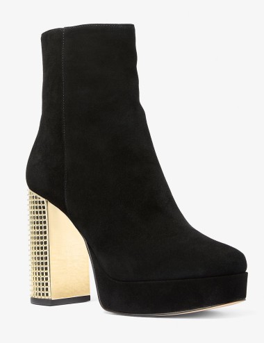 Stivale Maxine in pelle scamosciata con plateau nero