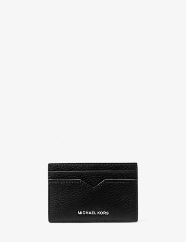 Hudson Pebbled Leather Card Case black