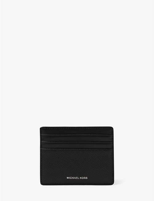 Portacarte di credito Harrison in pelle saffiano nero