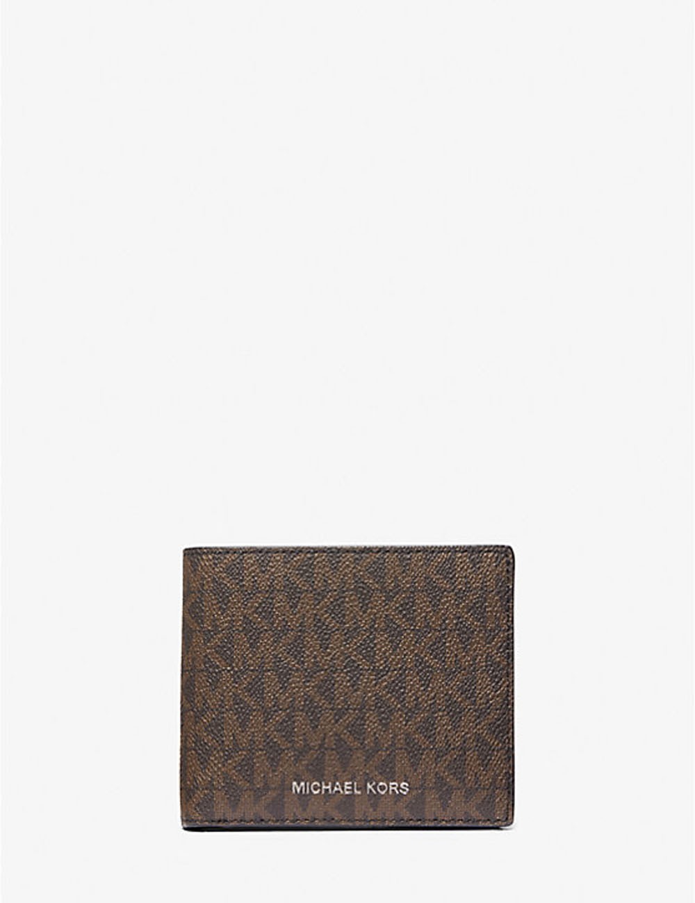 Portafoglio a libro Greyson sottile con logo marrone nero