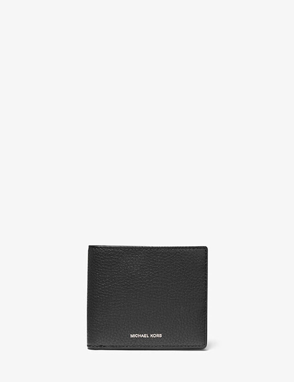 Hudson Pebbled Leather Billfold Wallet black