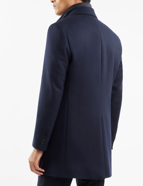 Double-breasted Double Coat in Wool and Cashmere blue