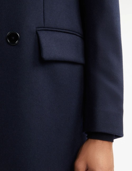 Double-breasted Double Coat in Wool and Cashmere blue