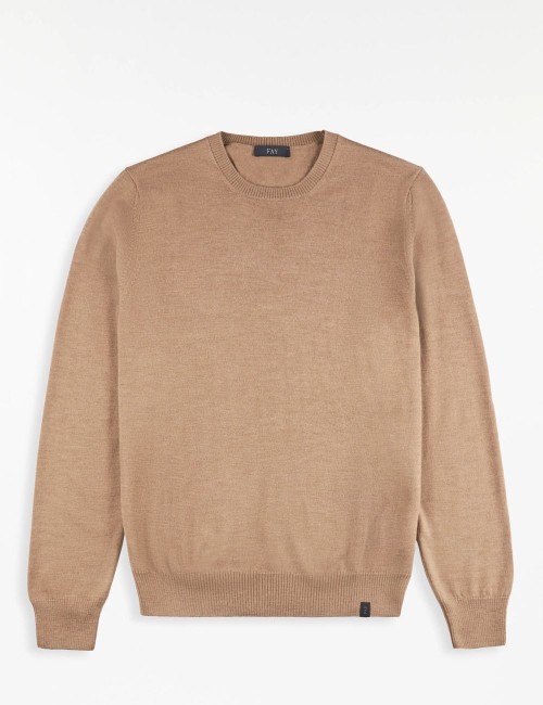Pull Girocollo in Lana beige