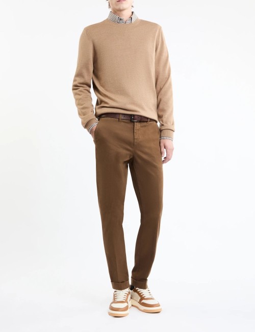 Pull Girocollo in Lana beige