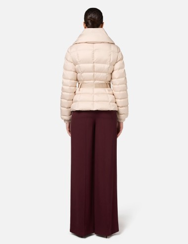 Cropped nylon down jacket with wide collar latex