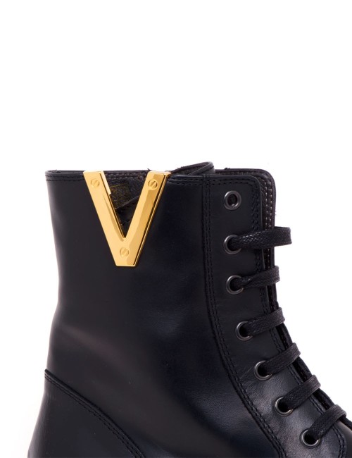 Anfibio con V in oro 3422 pelle nera