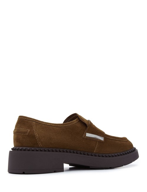 Mocassino scamosciato Medusa cognac