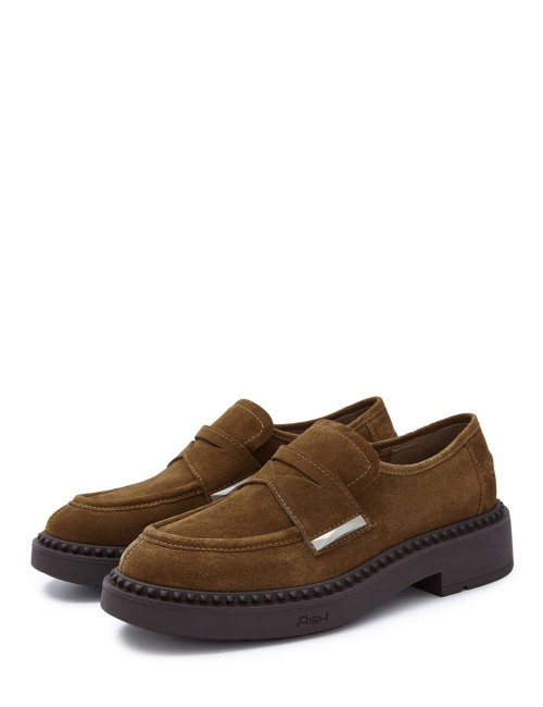 Mocassino scamosciato Medusa cognac