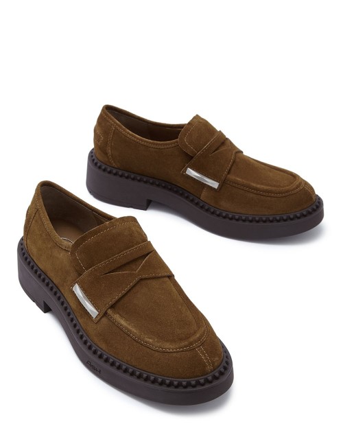Mocassino scamosciato Medusa cognac