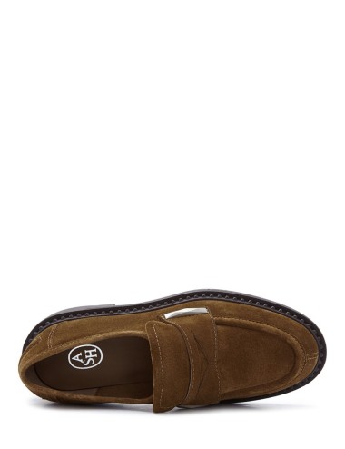 Mocassino scamosciato Medusa cognac