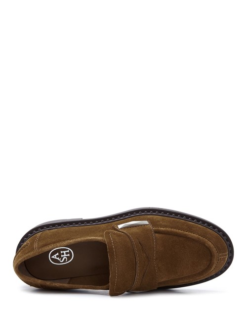 Mocassino scamosciato Medusa cognac