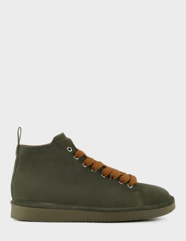 POLACCHINO UOMO P01 IN SUEDE FODERATO IN MICROFIBRA VERDE MILITARE BROWN SUGAR