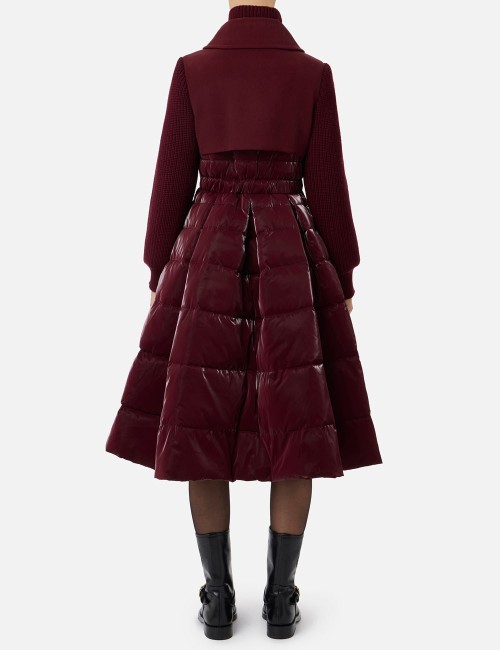 Piumino in nylon e panno con gonna a ruota Rouge Noir