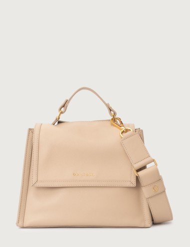 Borsa a mano Sveva Nappa Piccola in pelle con tracolla avorio