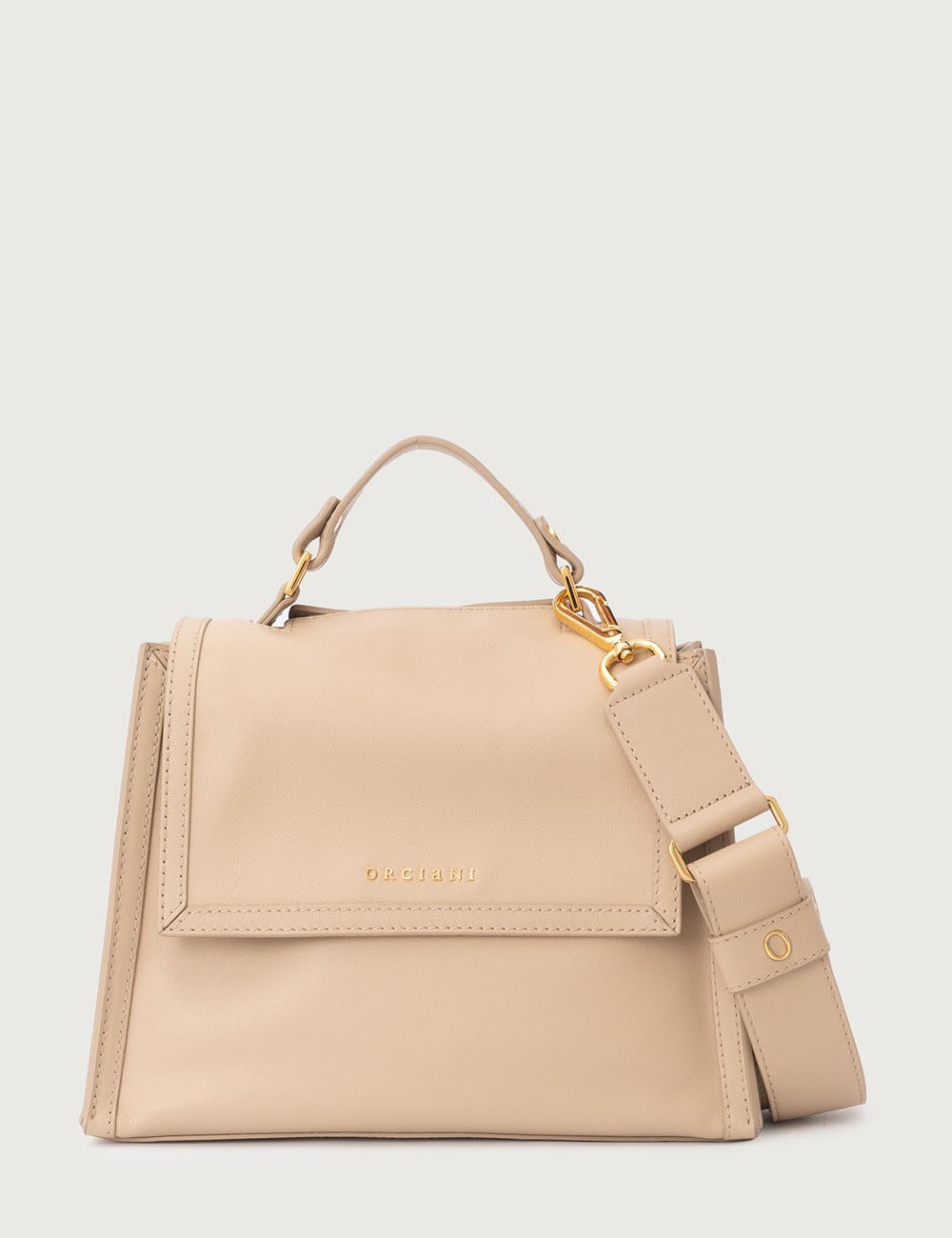 Borsa a mano Sveva Nappa Piccola in pelle con tracolla avorio