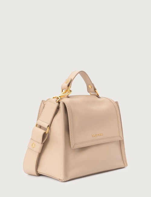 Borsa a mano Sveva Nappa Piccola in pelle con tracolla avorio
