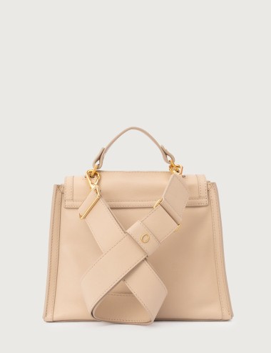 Borsa a mano Sveva Nappa Piccola in pelle con tracolla avorio