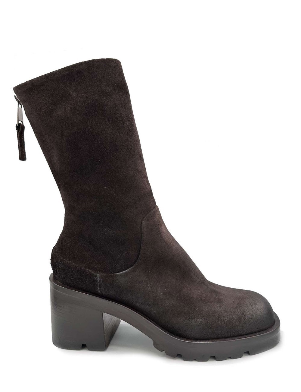 JET FITTED ANKLE BOOTS IN EBONY SUEDE