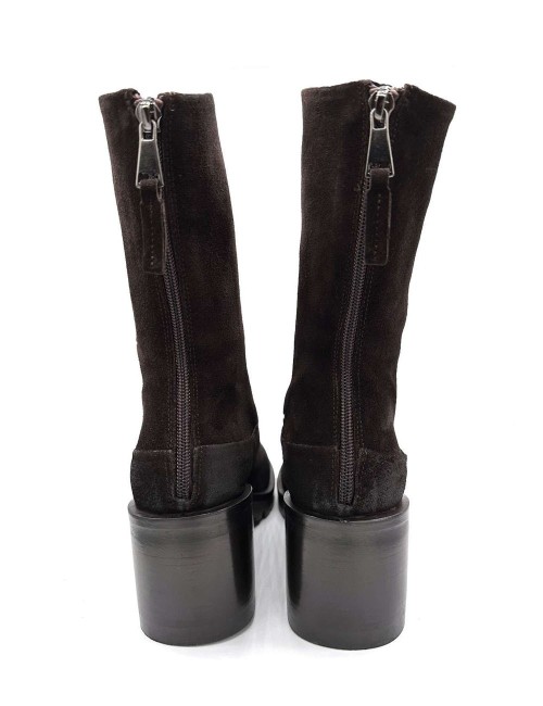 JET FITTED ANKLE BOOTS IN EBONY SUEDE