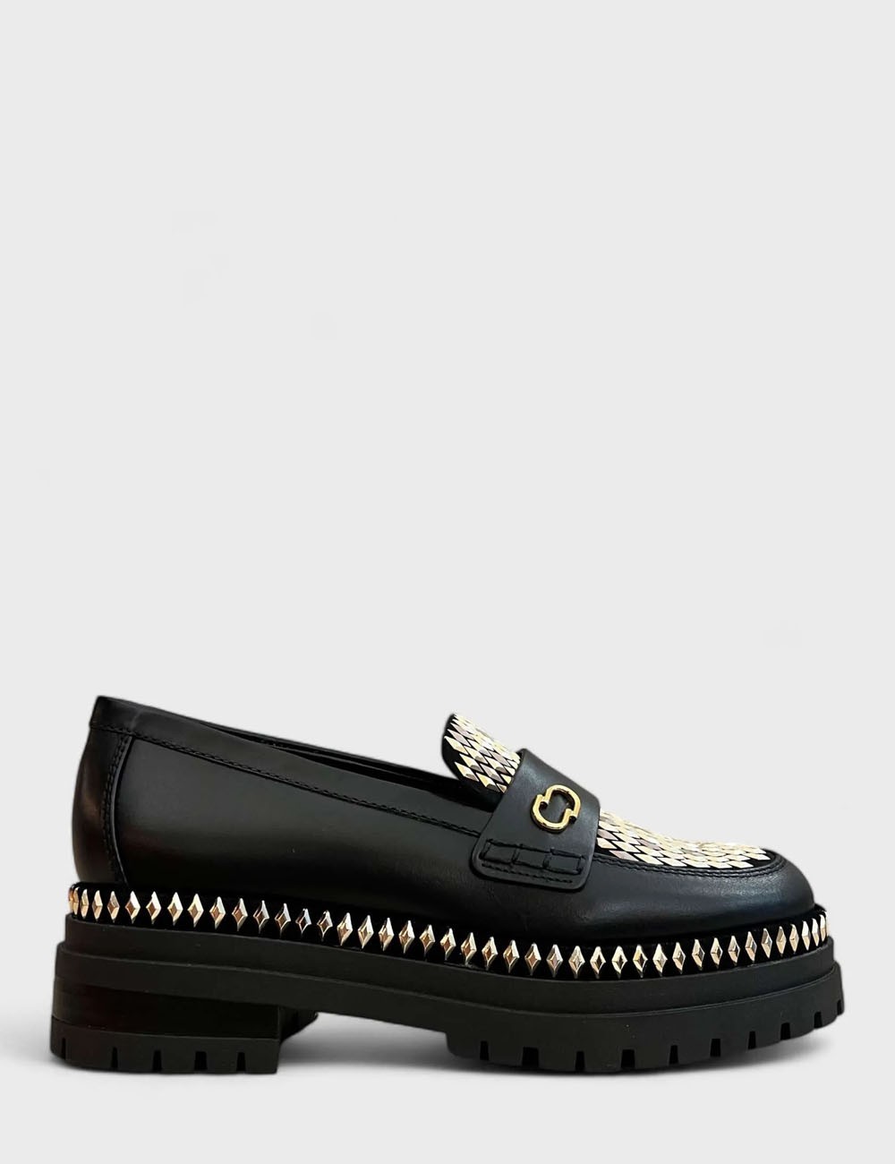 Mocassino in nappa borchiato RAFFA nero
