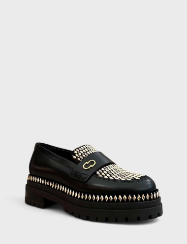 Mocassino in nappa borchiato RAFFA nero