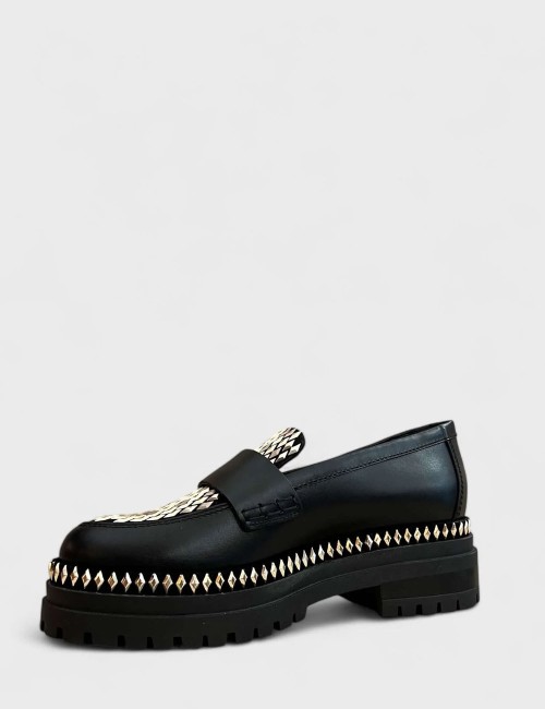 Flat heel mocassin in soft nappa RAFFA black