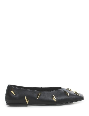 Ballerina in nappa nero con borchie oro