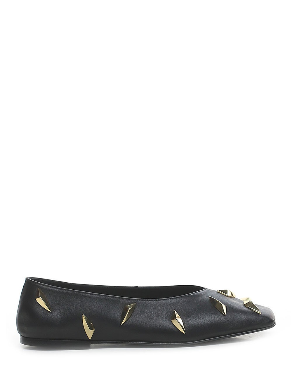 Ballerina in nappa nero con borchie oro