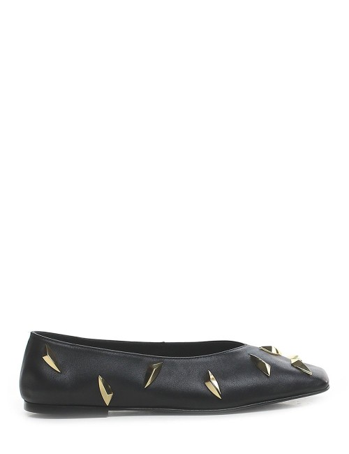 Ballerina in nappa nero con borchie oro