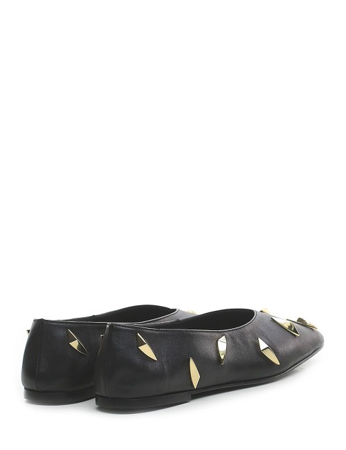 Ballerina in nappa nero con borchie oro
