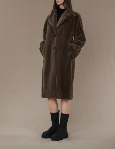 Cappotto Eco Fur Kimono Coat Wom Jkt taupe