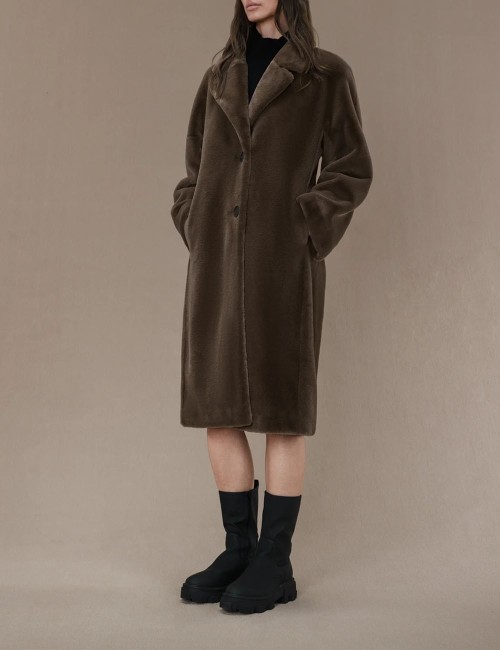 Cappotto Eco Fur Kimono Coat Wom Jkt taupe