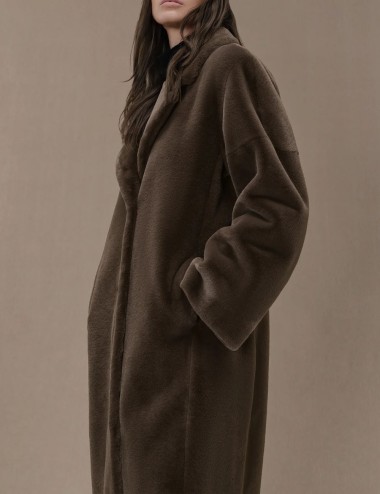 Cappotto Eco Fur Kimono Coat Wom Jkt taupe