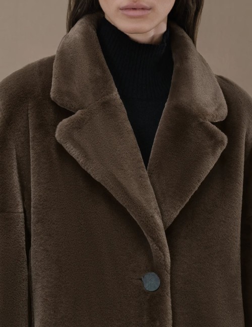 Cappotto Eco Fur Kimono Coat Wom Jkt taupe