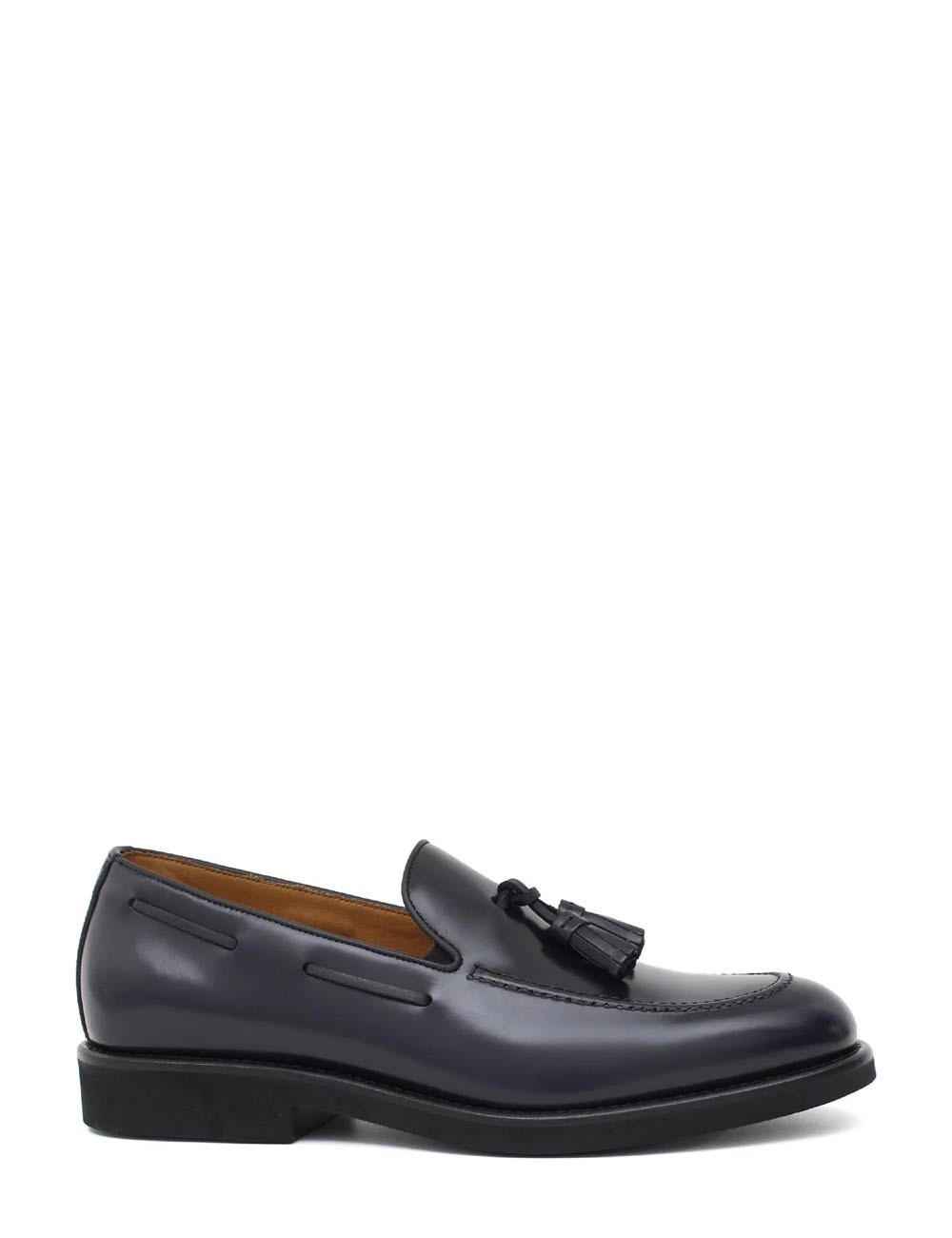 MOCASSINO IN PELLE BLU CON NAPPINE