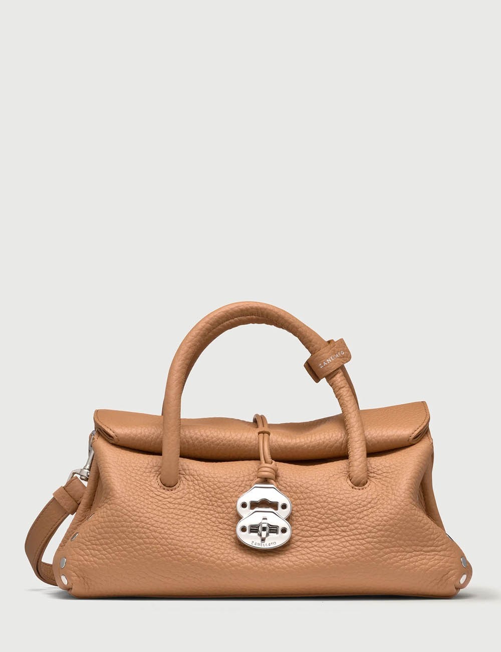 BORSA DOTTA SMALL IN PELLE MARTELLATA BROWN AMARETTO