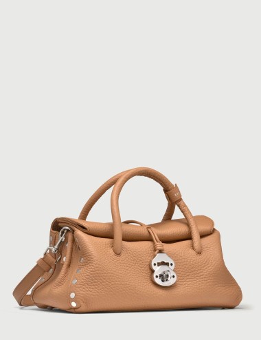 BORSA DOTTA SMALL IN PELLE MARTELLATA BROWN AMARETTO