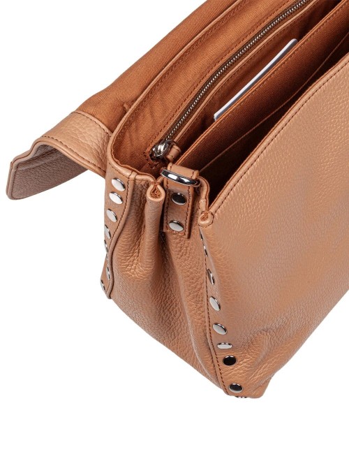 BORSA POSTINA DAILY GIORNO MEDIUM IN PELLE MARTELLATA BROWN CANTUCCI