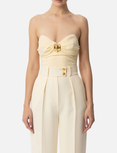 Top in flowing crêpe fabric with jewelled decoration lemonade