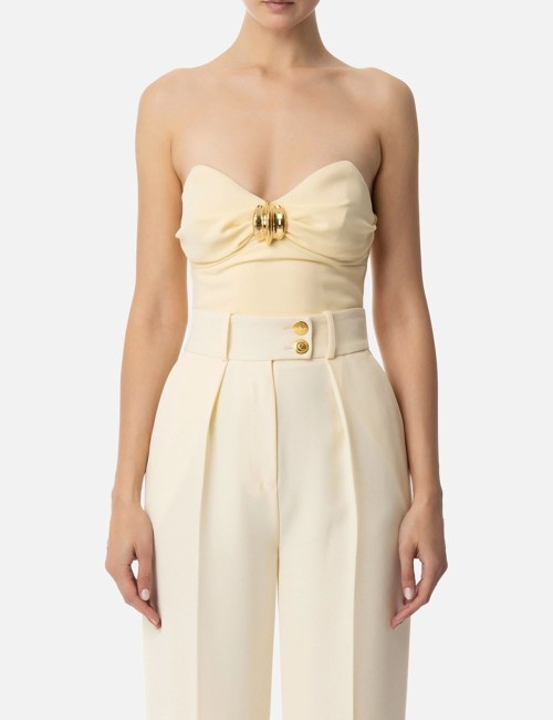 Top in flowing crêpe fabric with jewelled decoration lemonade