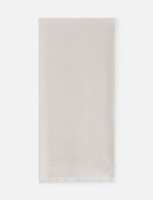 Pashmina grande in lurex jacquard avorio