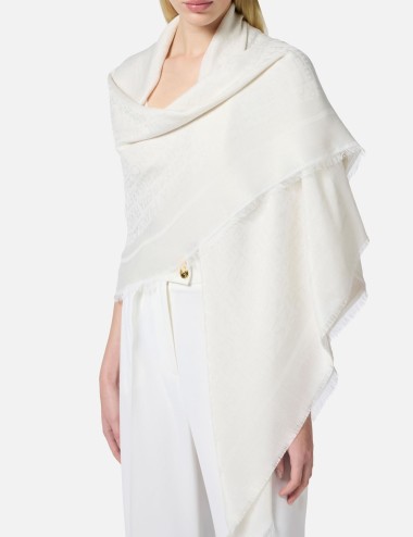 Pashmina grande in lurex jacquard avorio