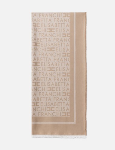 Pashmina grande in lurex jacquard greige
