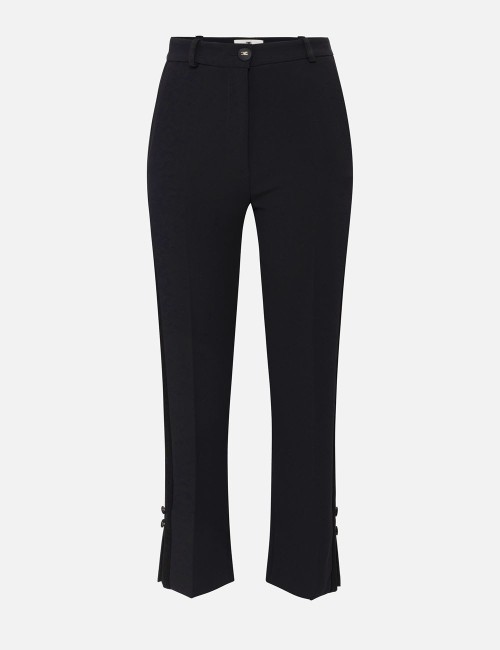 Crêpe tuxedo trousers with satin bands black