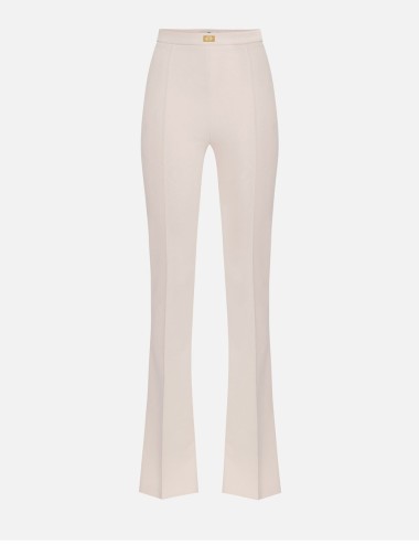 Crêpe bell-bottom trousers with logo plaque Butter