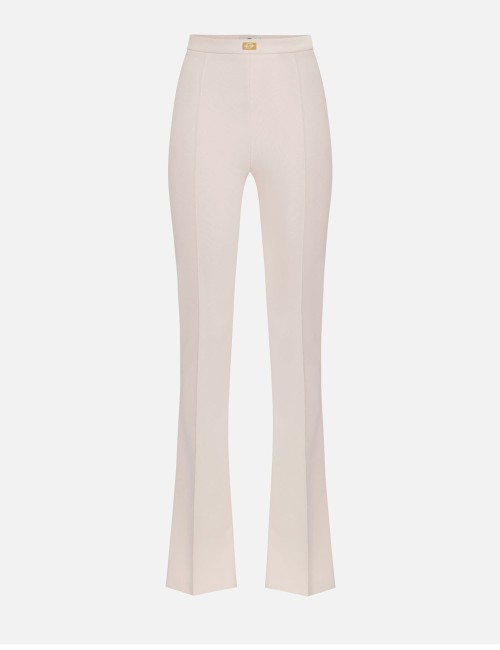 Crêpe bell-bottom trousers with logo plaque Butter