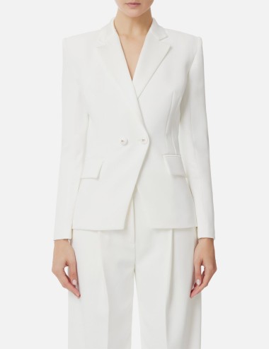 Crêpe jacket with satin lapels Ivory