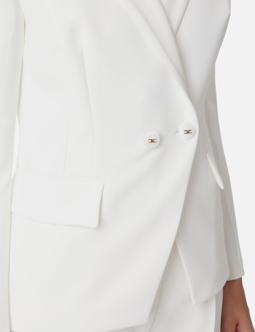 Crêpe jacket with satin lapels Ivory