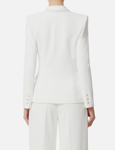 Crêpe jacket with satin lapels Ivory